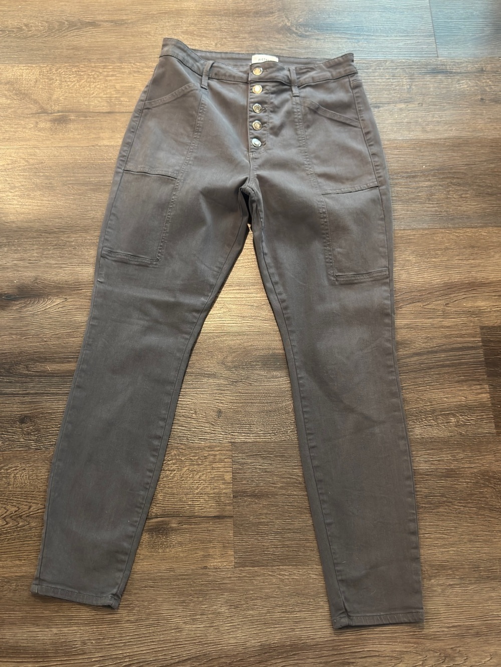 Pistola High-Rise Button-Front Jeans Charcoal Gray Sz 29
